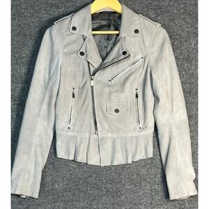 William Rast Moto Jacket 100% Leather Suede‎ Asymmetrical Gray Womens Small